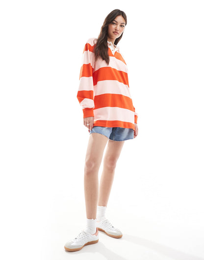 Oversized Long Sleeve Rugby Top