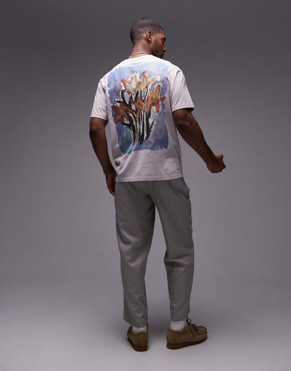 Oversized Fit T-Shirt With Front And Back Daffodils Print