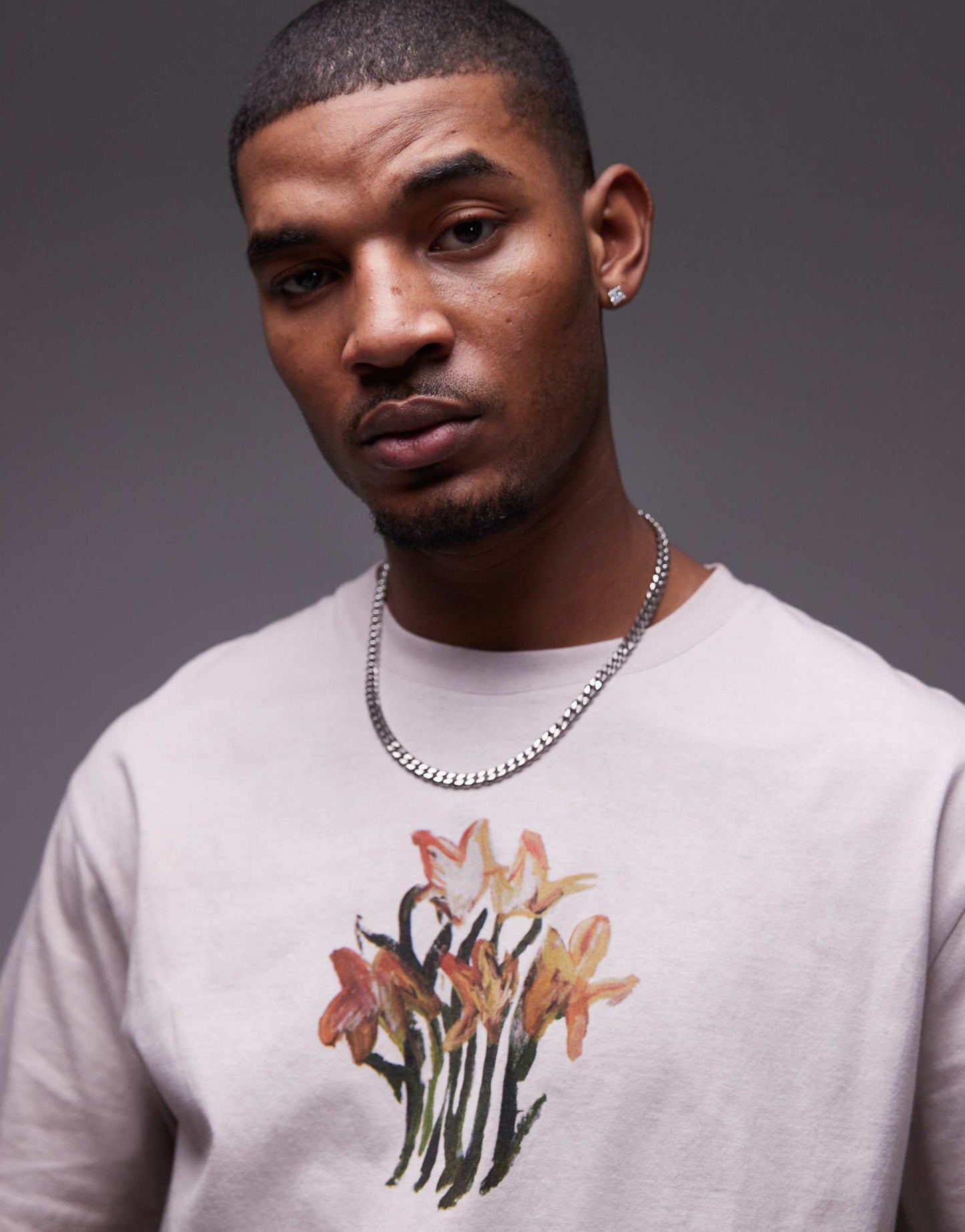 Oversized Fit T-Shirt With Front And Back Daffodils Print