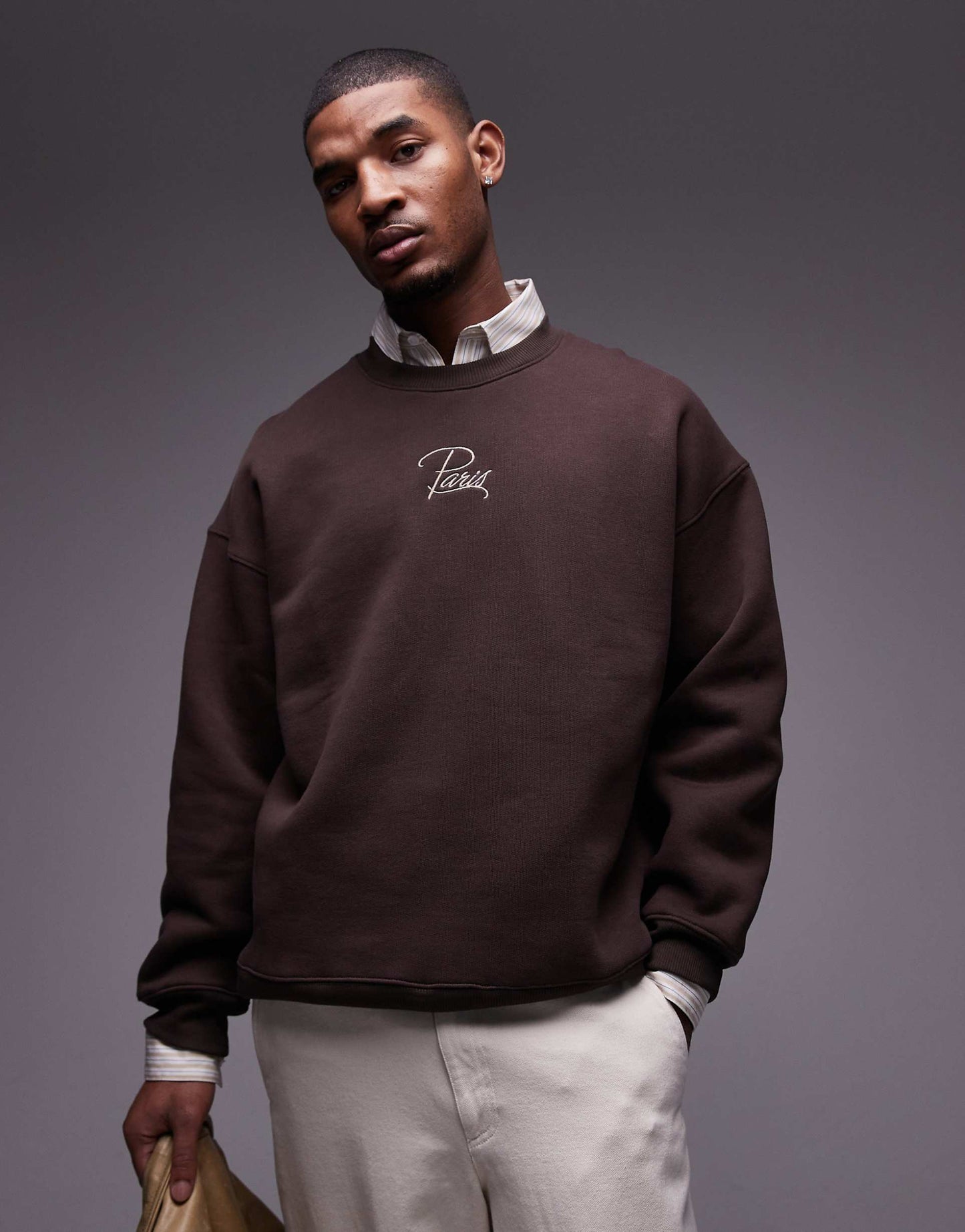 Heavyweight Oversized Fit Sweatshirt With Paris Embroidery