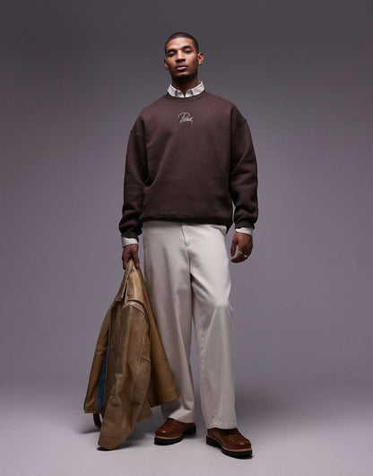 Heavyweight Oversized Fit Sweatshirt With Paris Embroidery