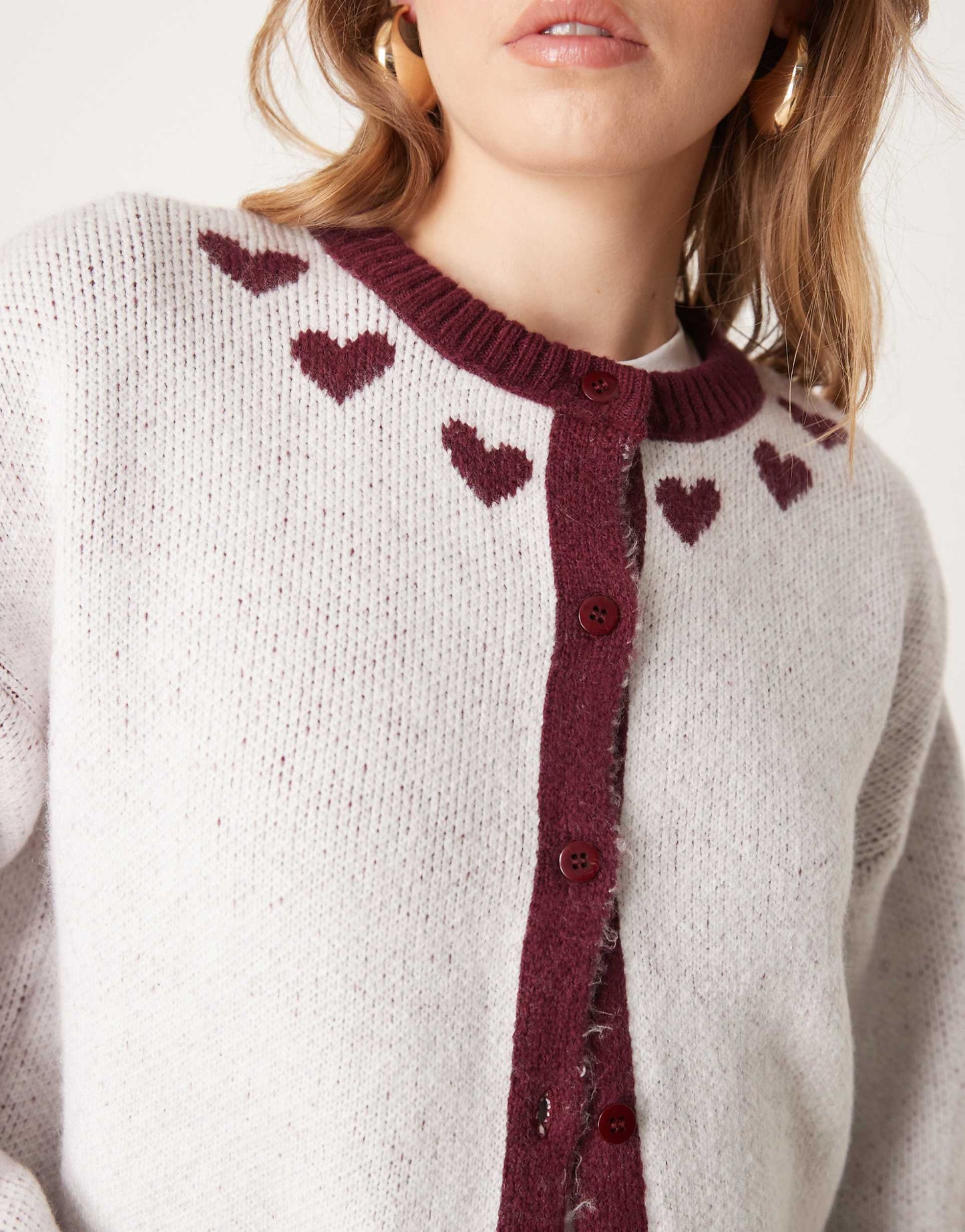 Knitted Cardigan With Hearts