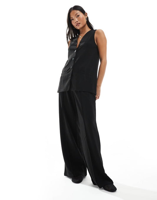 Petite Wide Leg Jersey Crepe Trouser Co-Ord