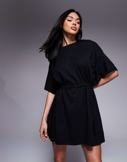Smock Tee Mini Dress With Channel Waist