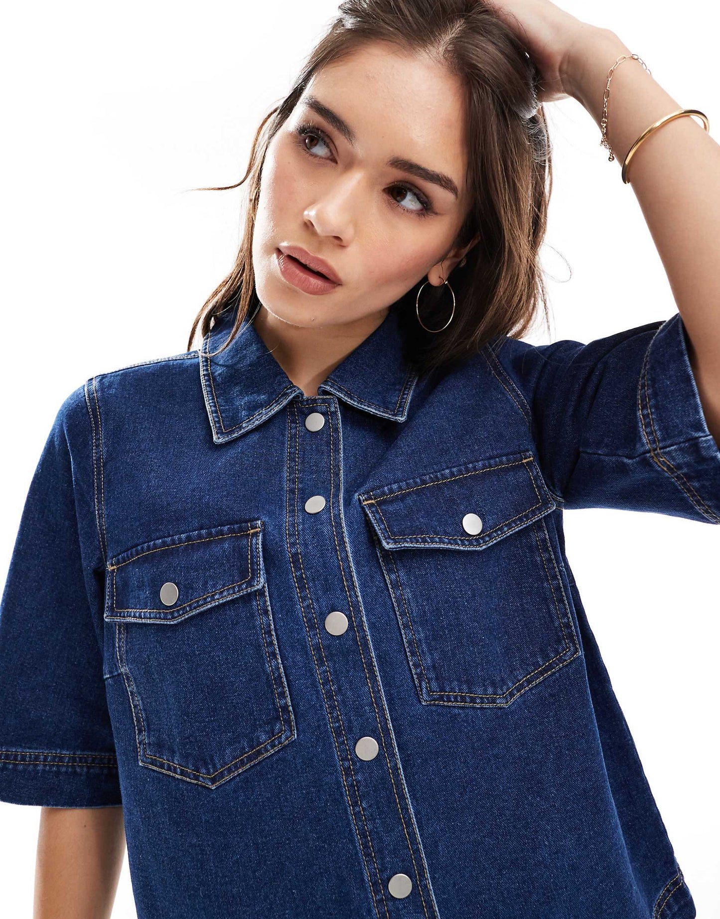 Short Sleeve Boxy Denim Shirt