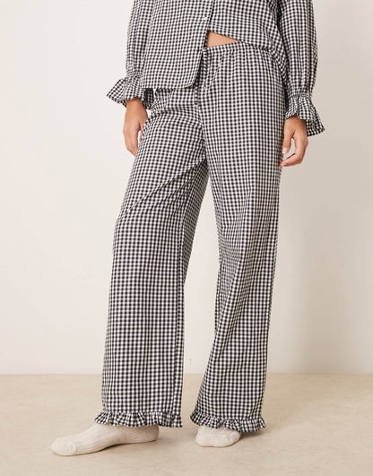 Pyjama Wide Leg Frill Hem Trouser