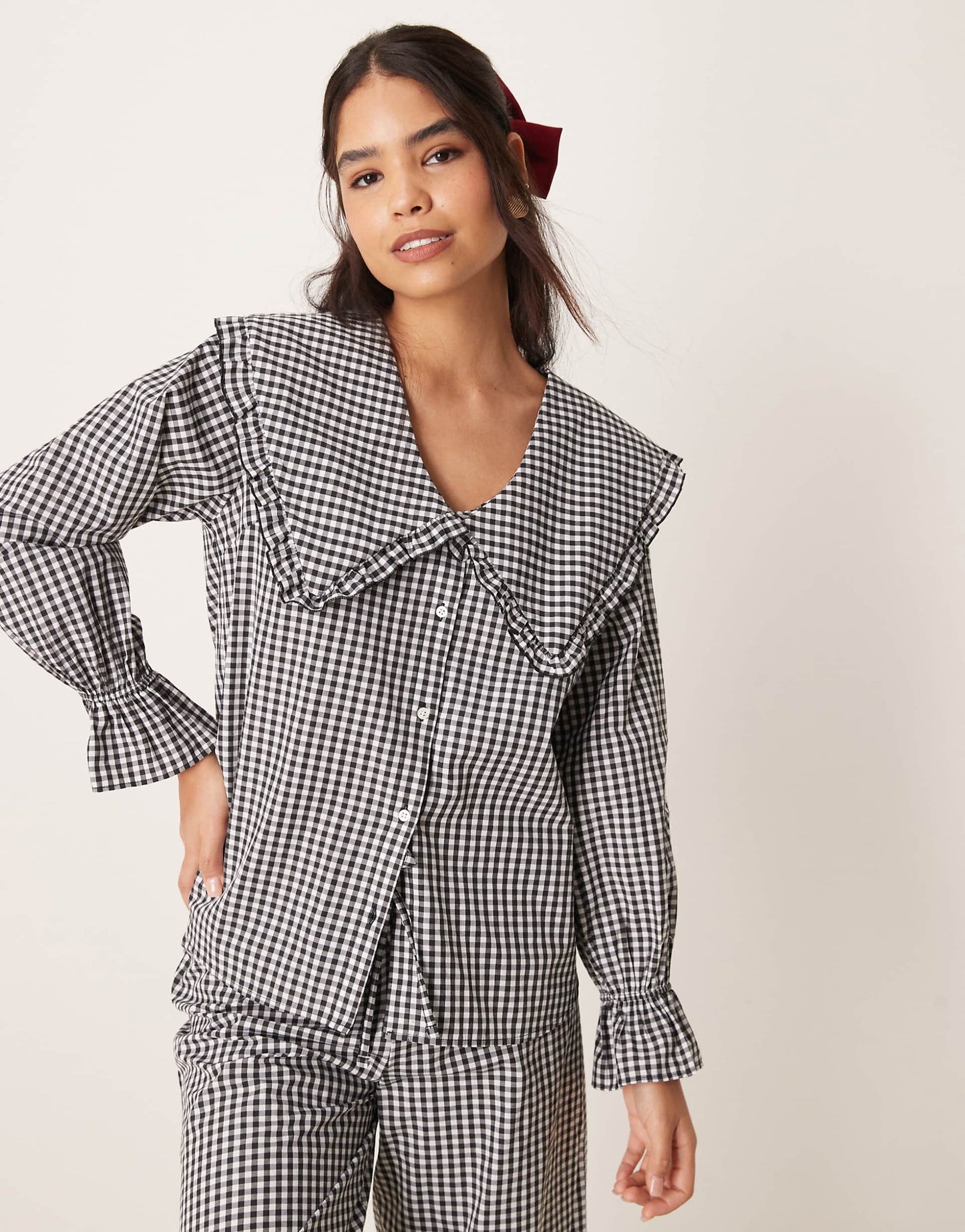 Oversized Collar Pyjama Top