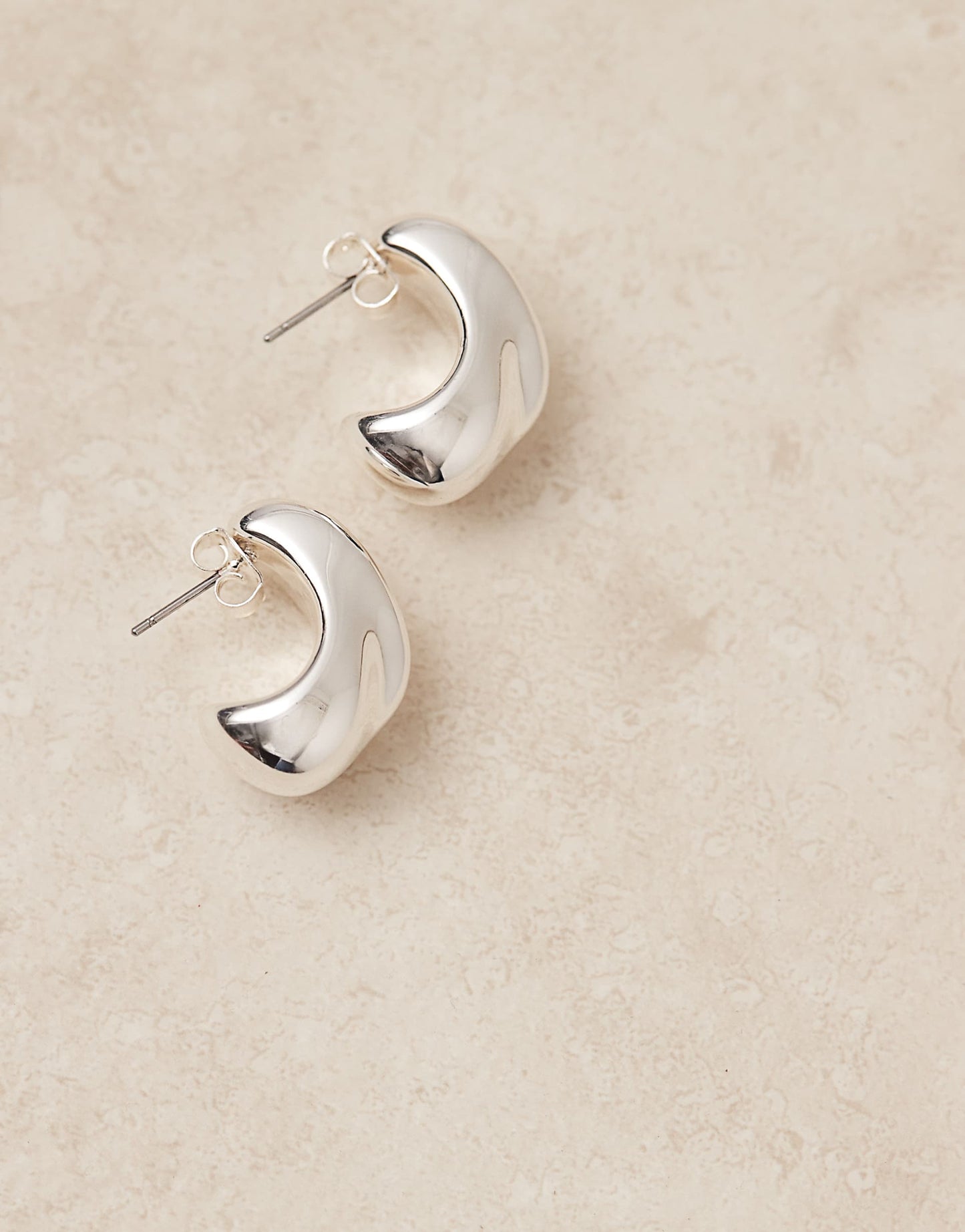 Silver Plated Stud Earrings With Twist Molten Detail