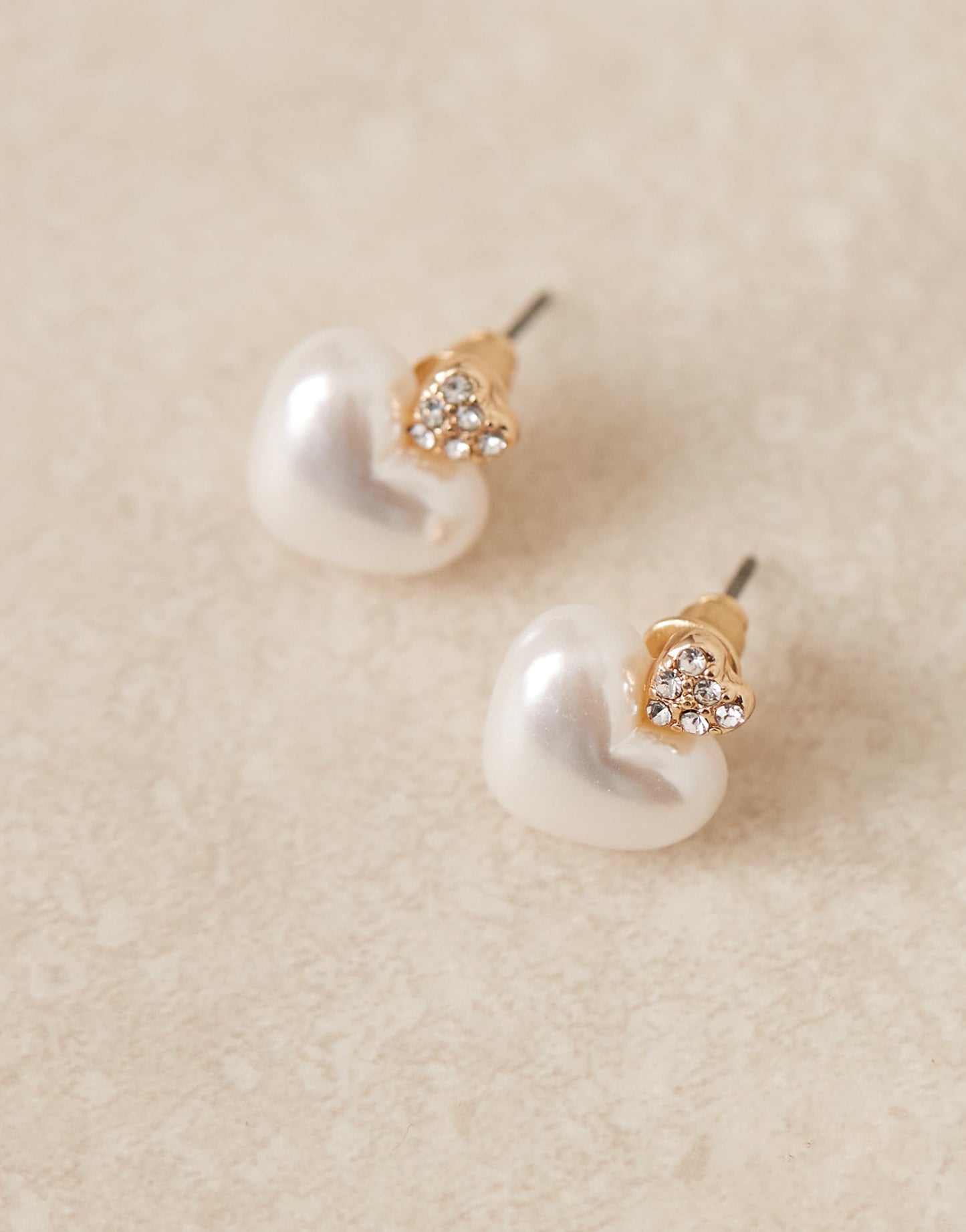 Drop Earrings With Faux Pearl And Puff Heart Detail