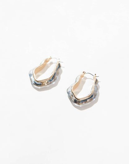 Hoop Earrings With Molten Clear Enamel Detail