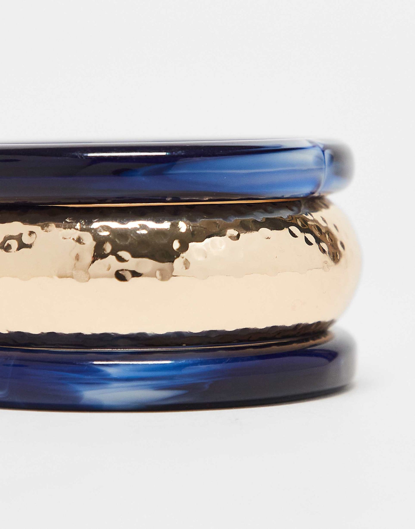 Pack Of 3 Bangles With Dark Blue Resin Detail