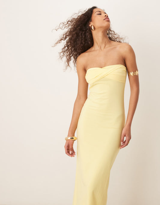 Bandeau With Twist Bust Detail Midaxi Dress