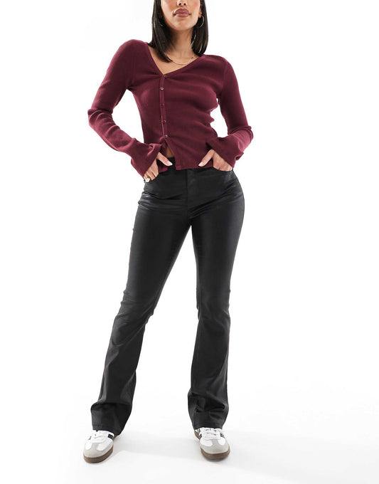 Flash Coated Kick Flare Jeans