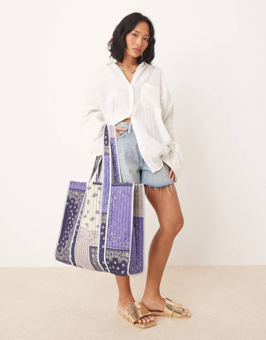 Quilted Patchwork Tote Bag