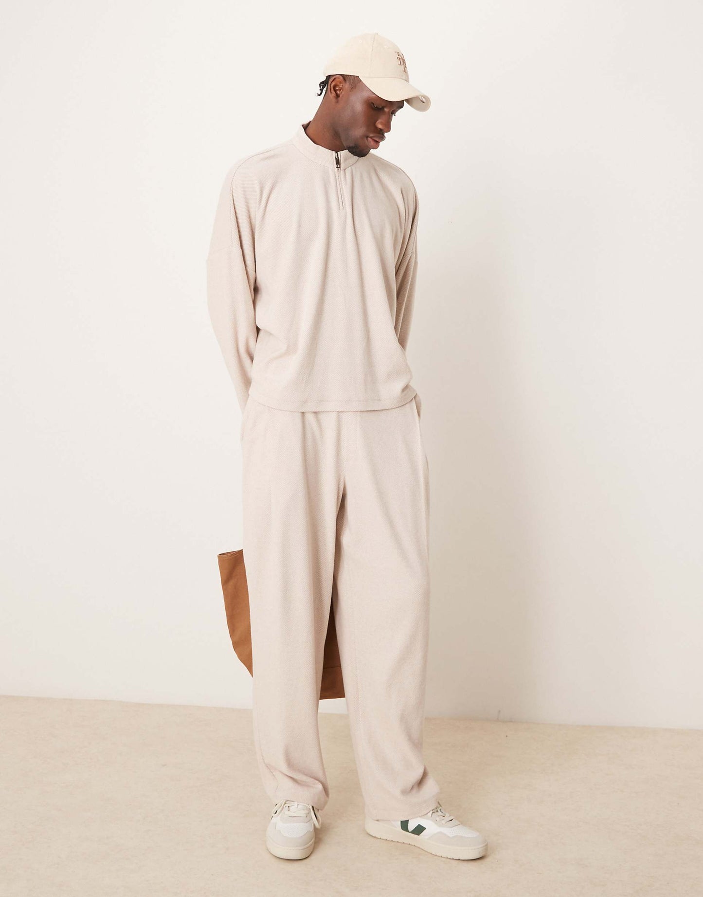 Co-Ord Super Oversized Boxy Funnel Neck Twill Sweatshirt