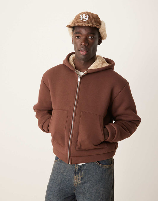 Oversized Boxy Borg Lined Hoodie