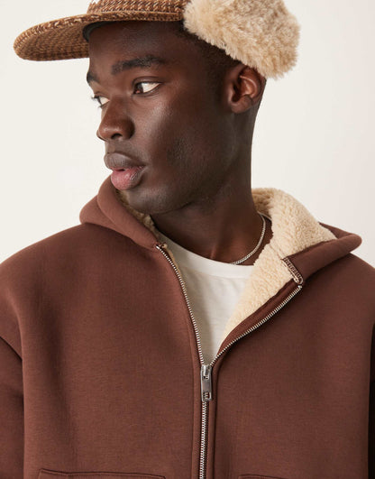 Oversized Boxy Borg Lined Hoodie