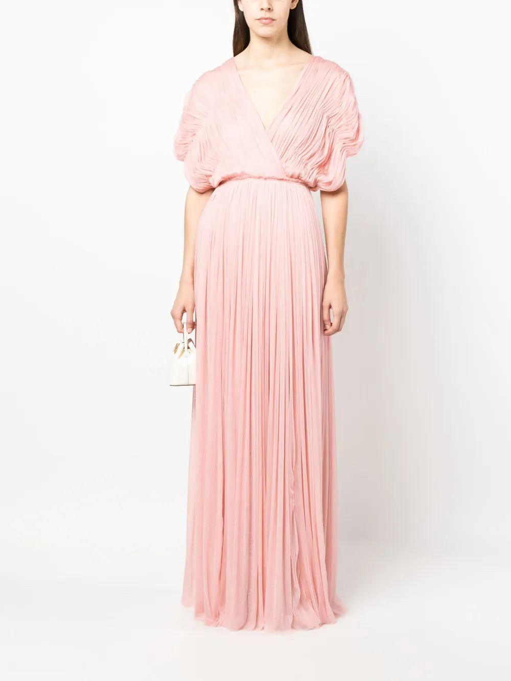 Pleated Floor-Length Silk Dress