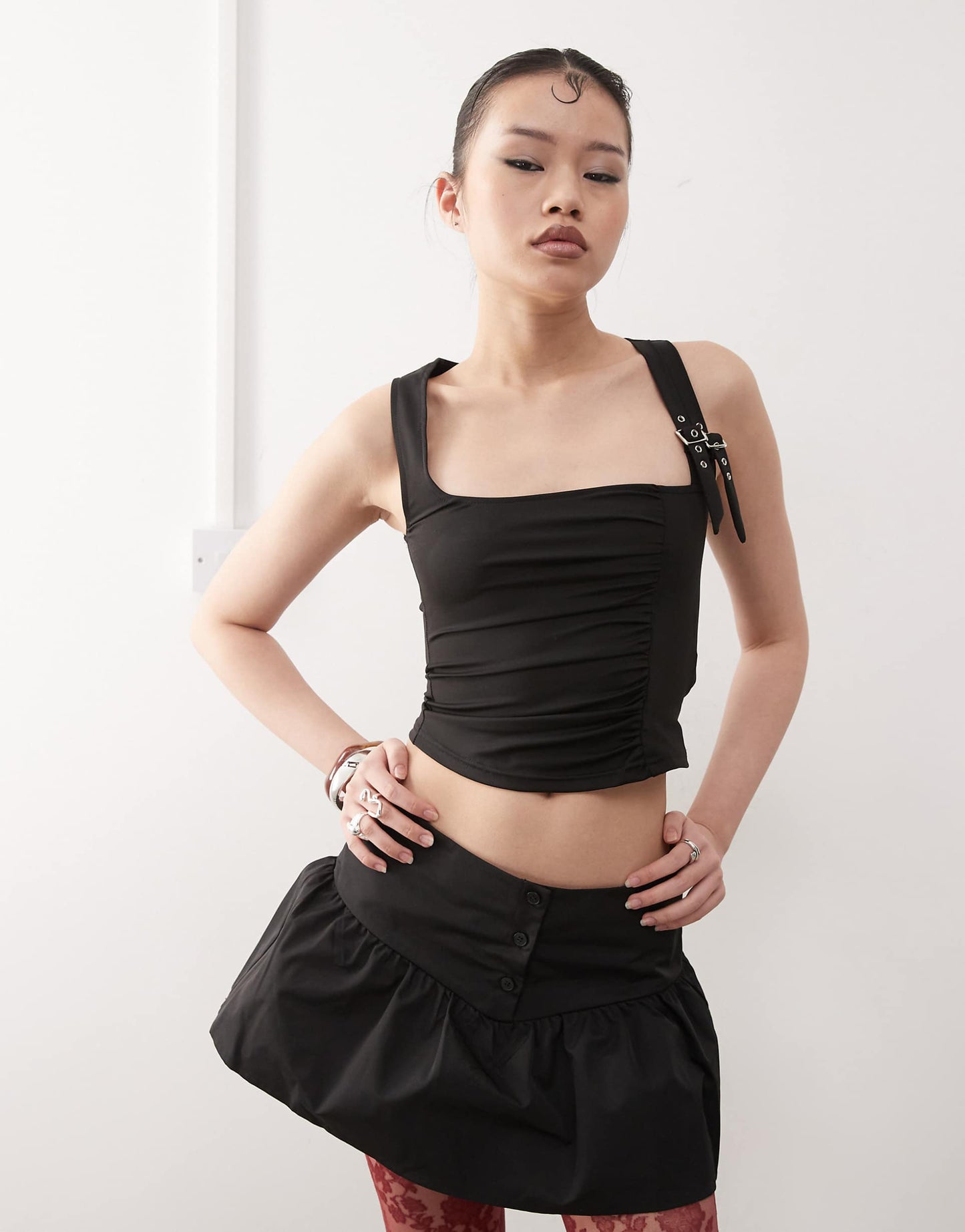 Alexia Ruched Buckle Strap Top