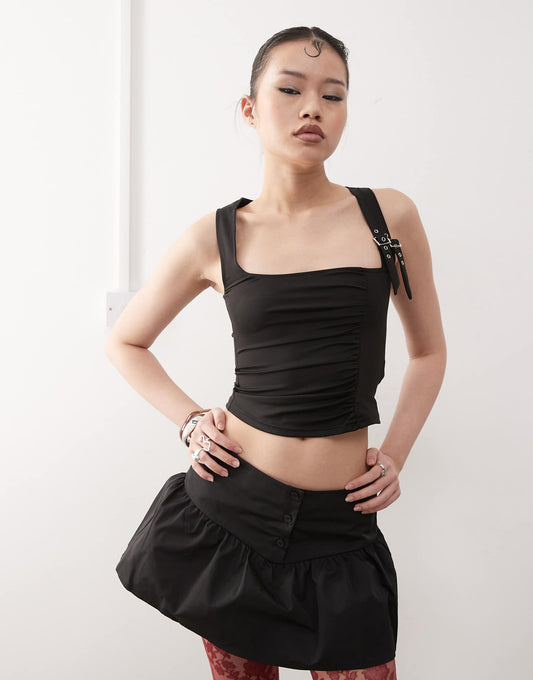 Alexia Ruched Buckle Strap Top