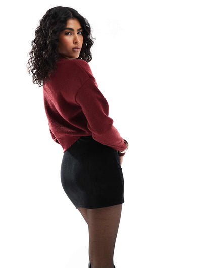 Velvet Rib Notch Mini Skirt