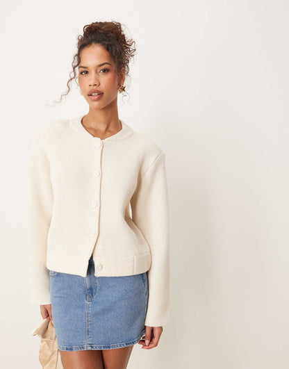 Knitted Buttondown Bomber Jacket