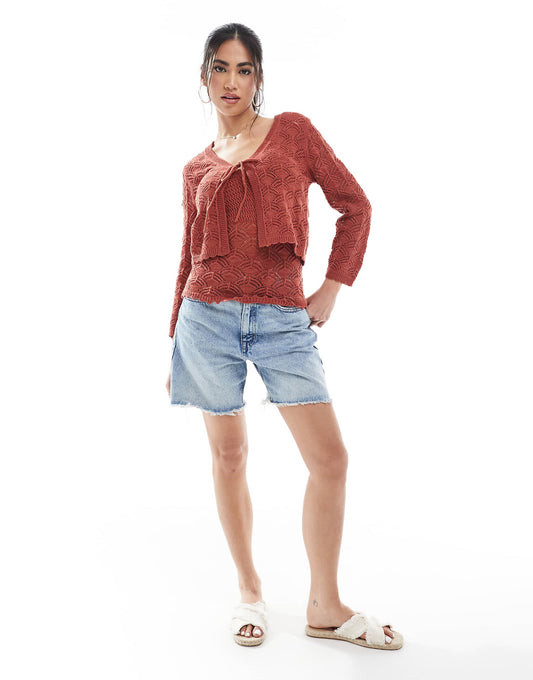 Crochet Cami Top And Cardigan Set