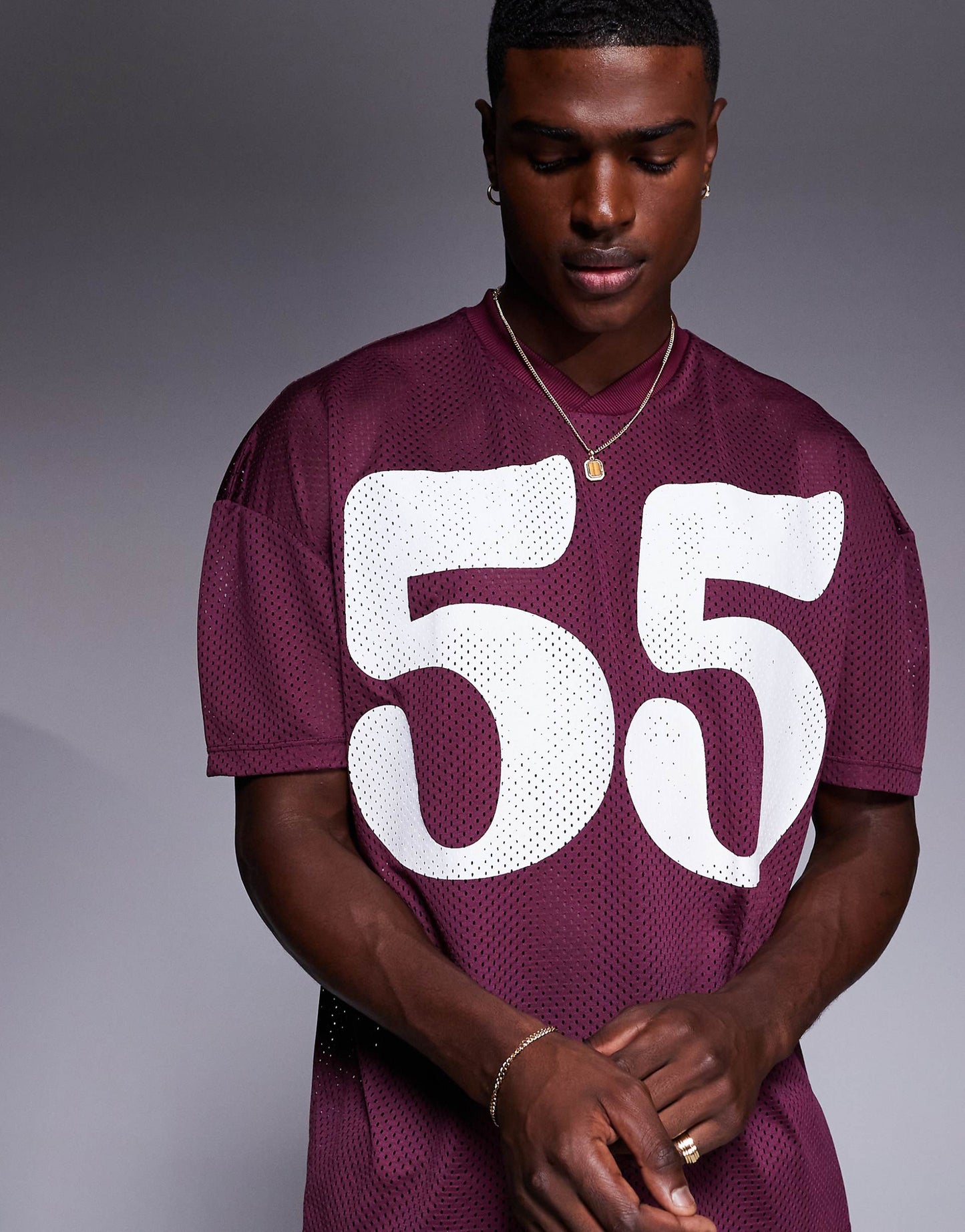 Oversized T-Shirt With Dropped Shoulder And Sports Graphic