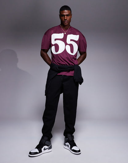 Oversized T-Shirt With Dropped Shoulder And Sports Graphic