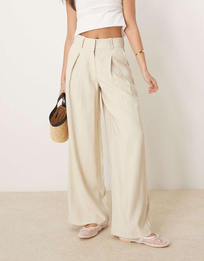 High Waisted Pleat Front Trousers