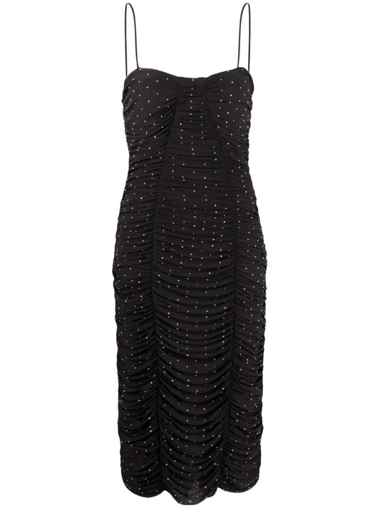 Crystal-Embellishment Ruched Dress