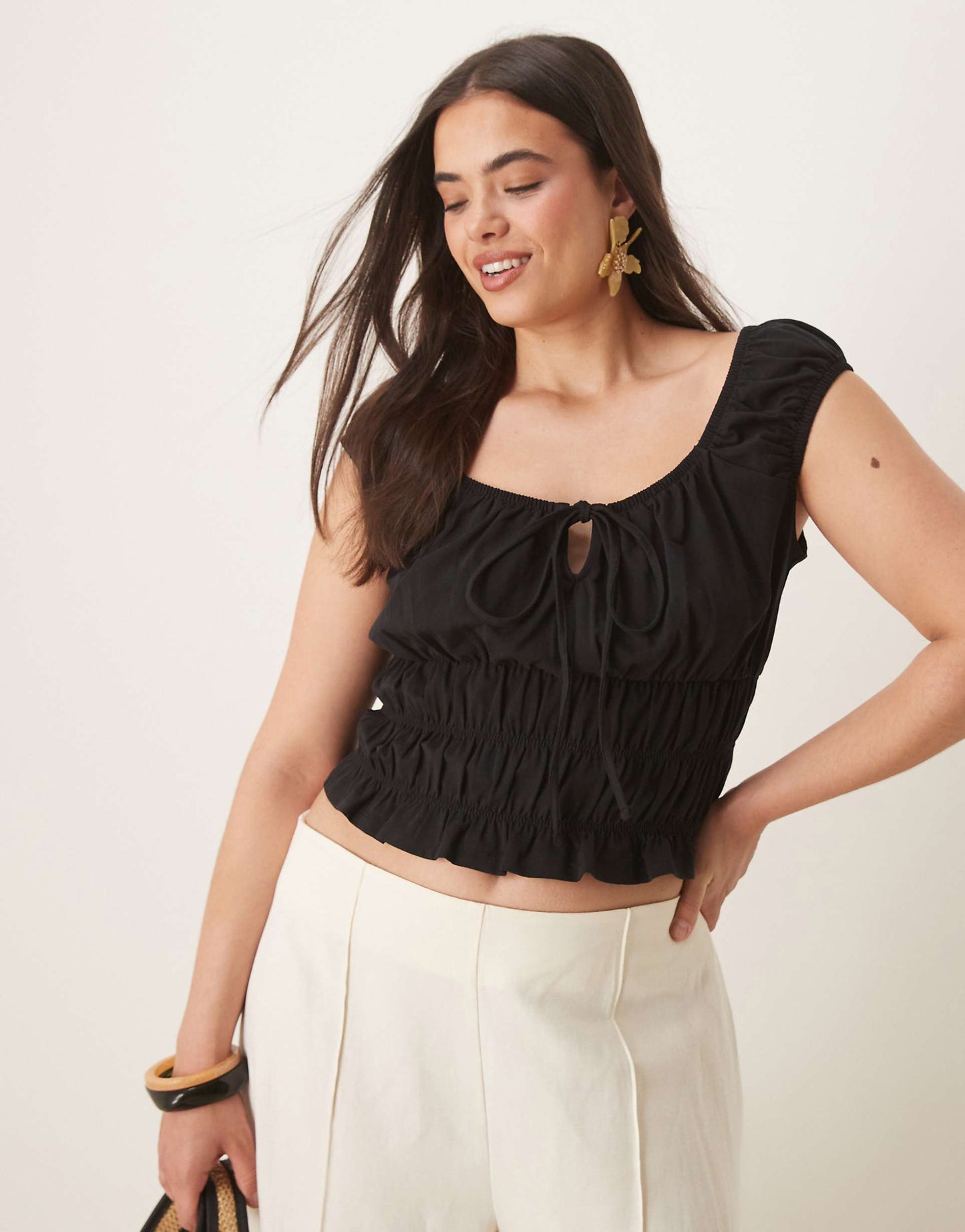 Curve Milkmaid Short Sleeve Top