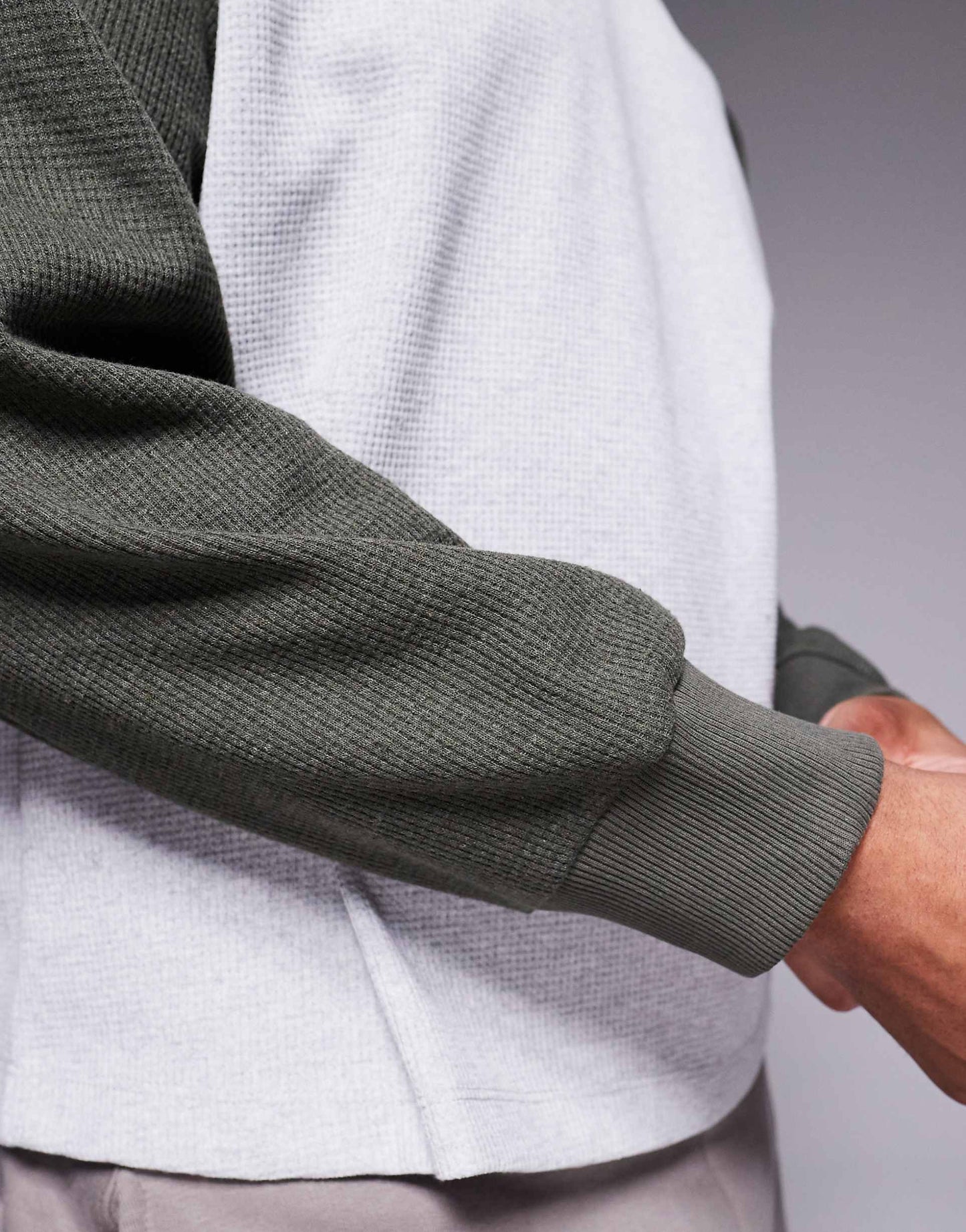 Oversized Boxy Waffle Long Sleeve Raglan T-Shirt