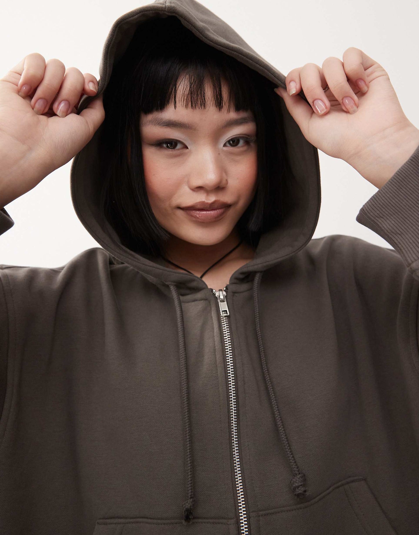 Essence Boxy Fit Zip Through Hoodie