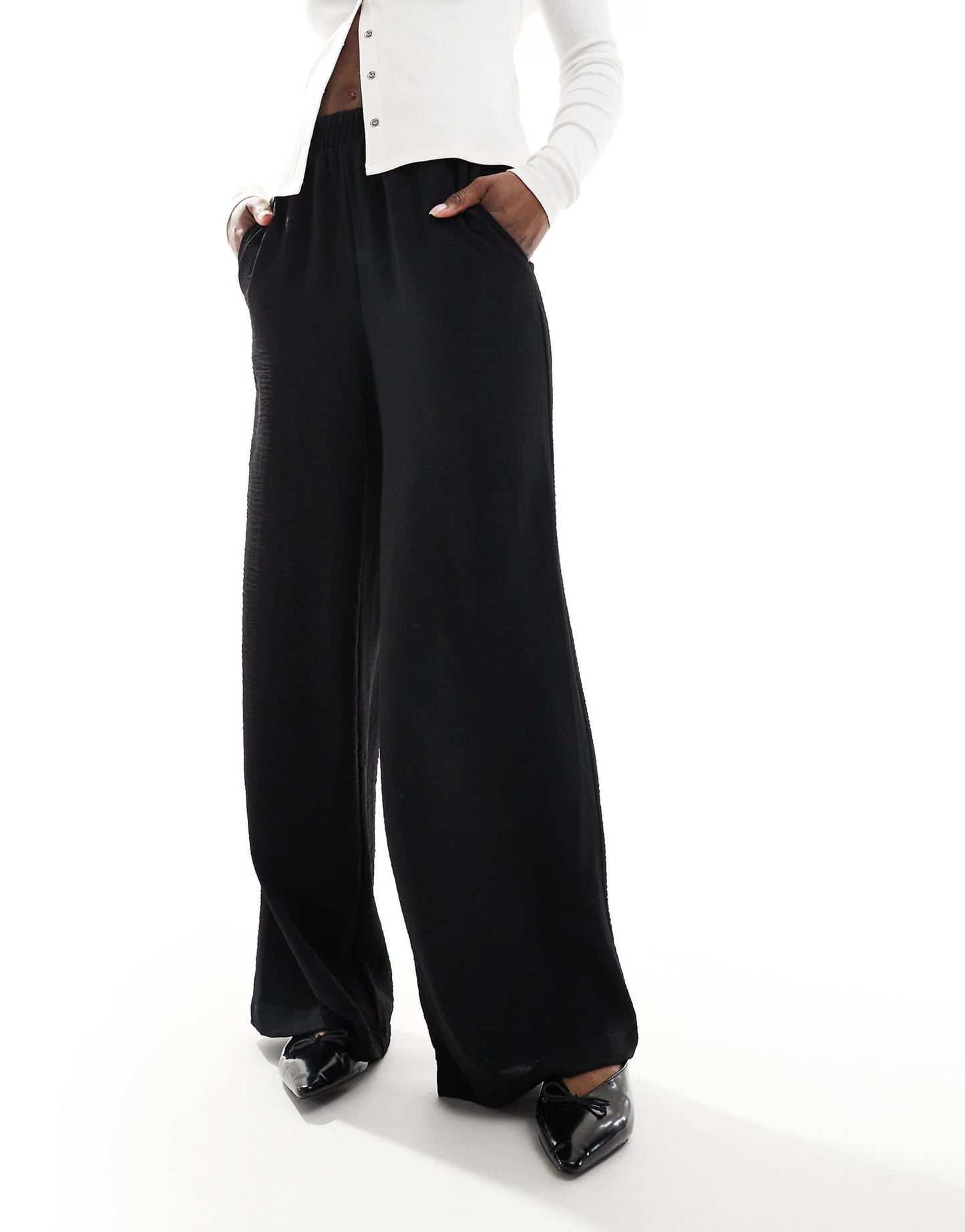 Elasticated Waistband Wide Leg Trouser