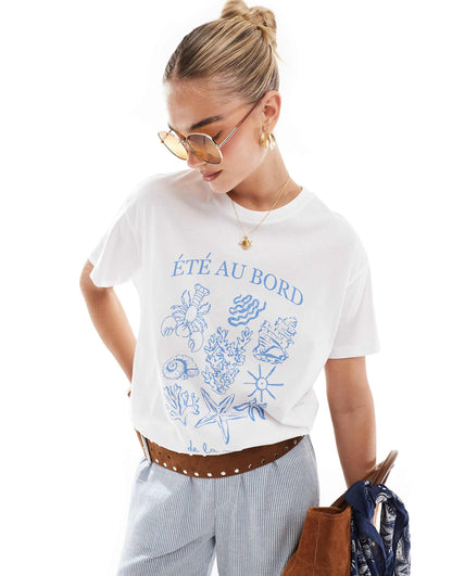 Oversized T-Shirt With Seashell  Graphic