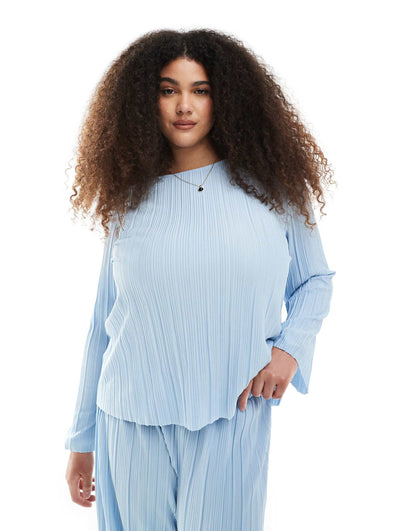 Curve Plisse Long Sleeve Top Co-Ord