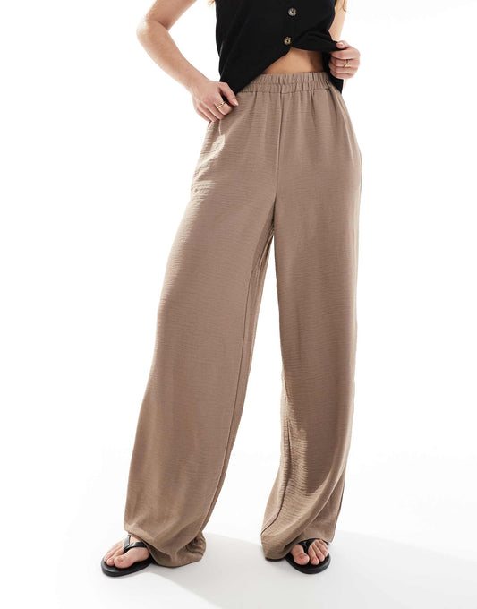 Elasticated Waistband Wide Leg Trouser