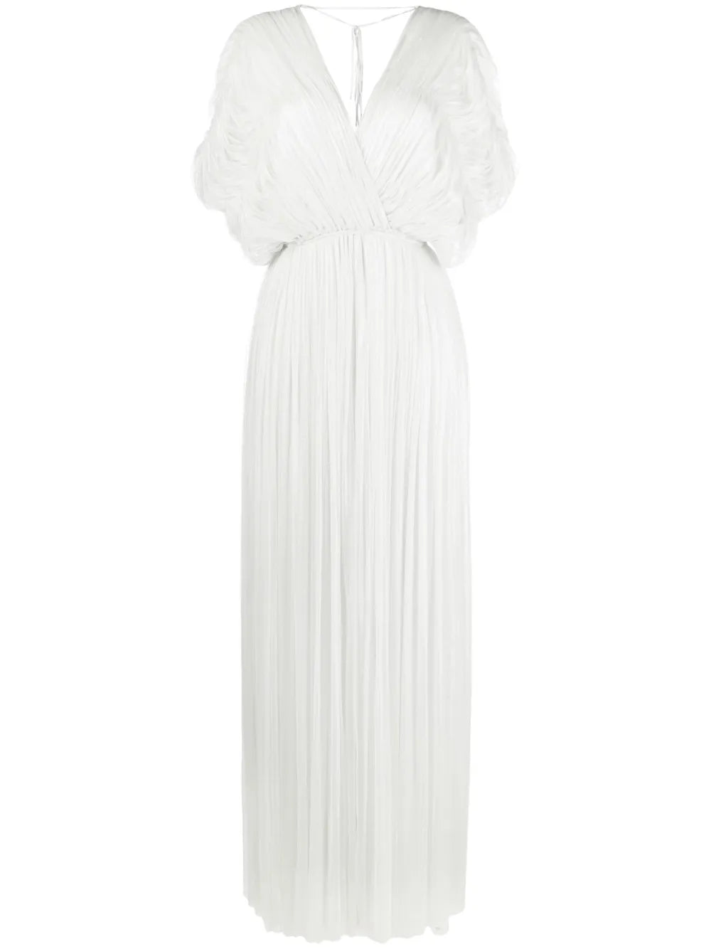 Gathered V-Neck Silk Maxi Dress