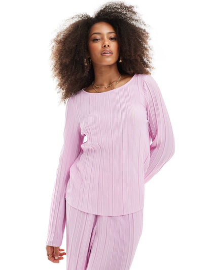 Plisse Long Sleeve Top Co-Ord