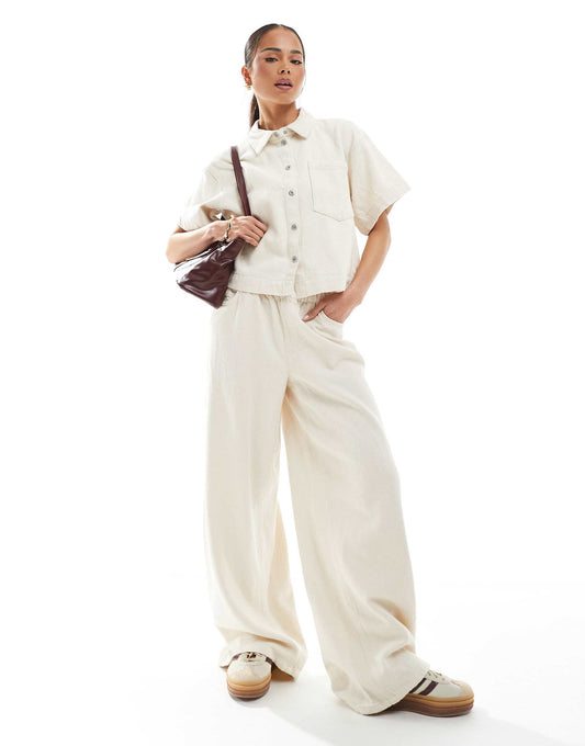 Textured Twill Wide Leg Trouser Co-Ord