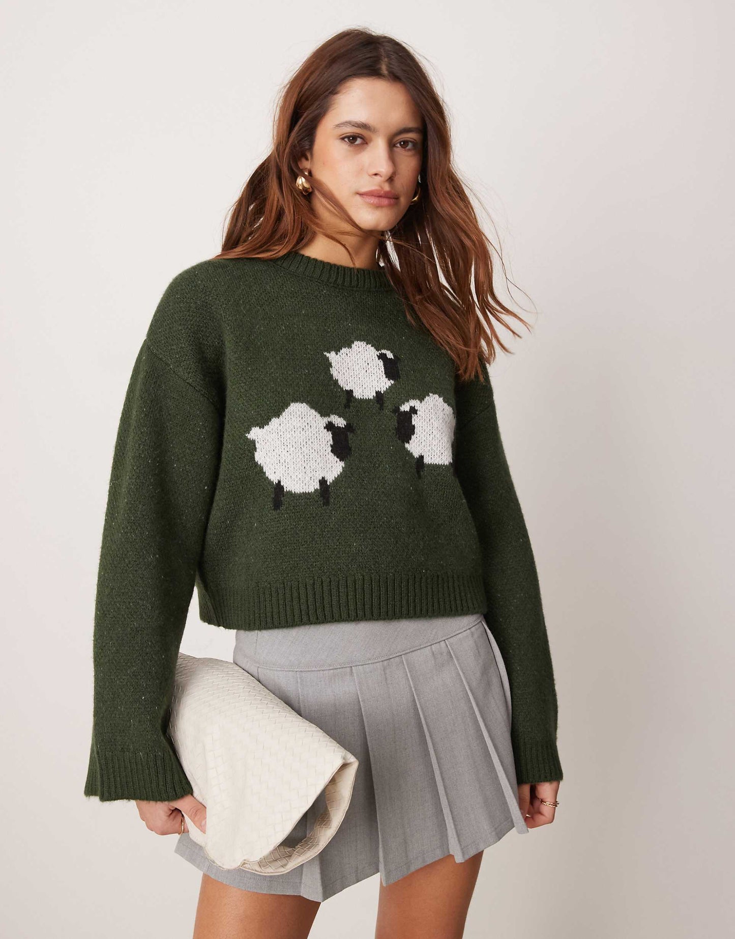 Wide Sleeve Knitted Jumper With Sheep Design