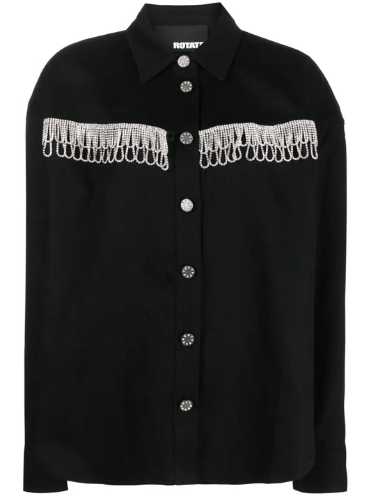 Crystal-Embellished Long-Sleeve Shirt