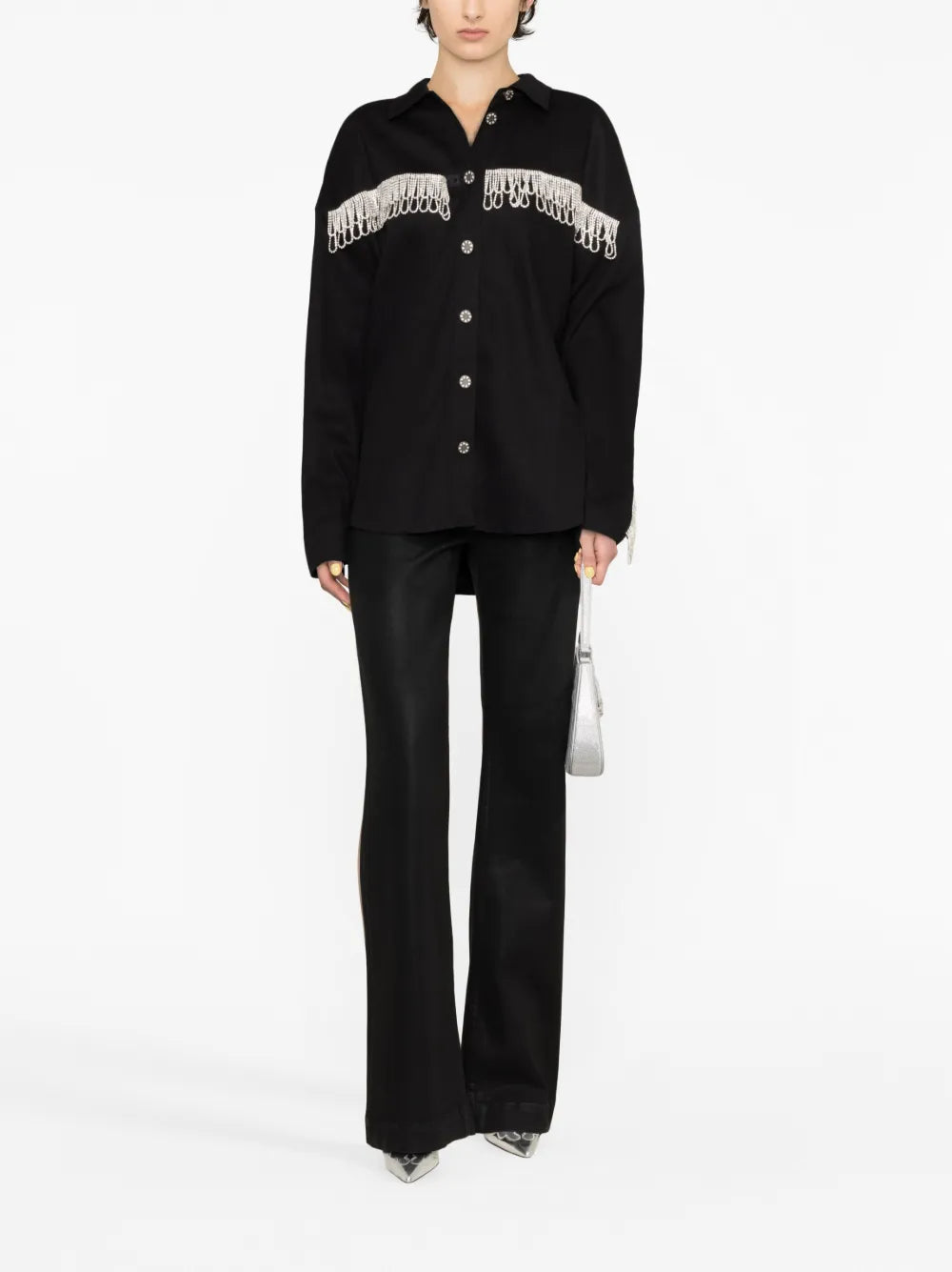 Crystal-Embellished Long-Sleeve Shirt