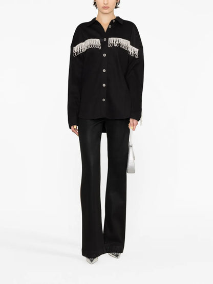 Crystal-Embellished Long-Sleeve Shirt