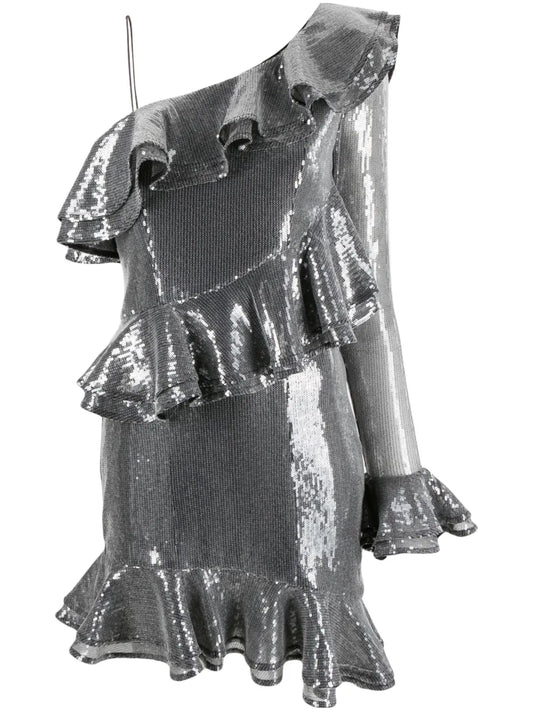 One-Shoulder Ruffle-Detail Dress