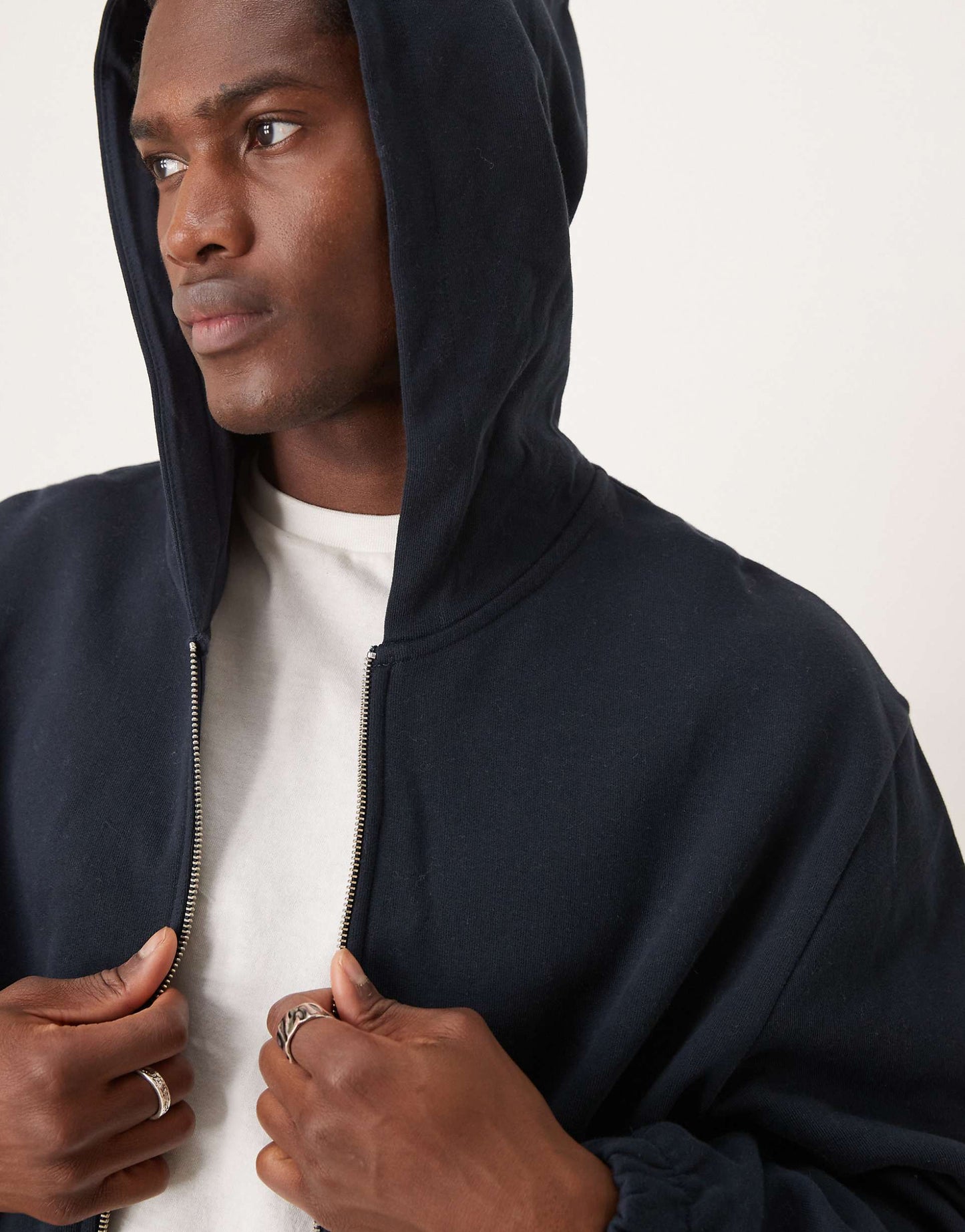 Oversized Zip Through Hoodie With Seam Detail