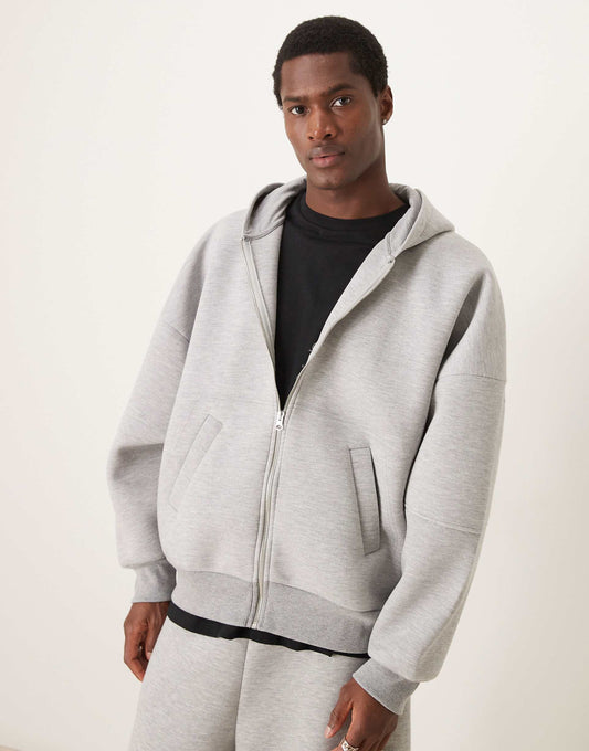 Co-Ord Scuba Extreme Oversized Zip Through Hoodie With Sleeve Panels