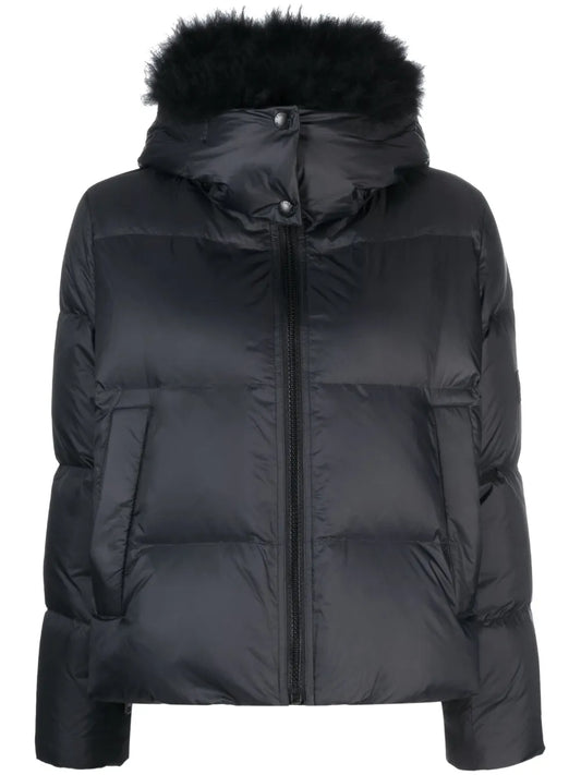 Detachable-Hood Zipped Puffer Jacket