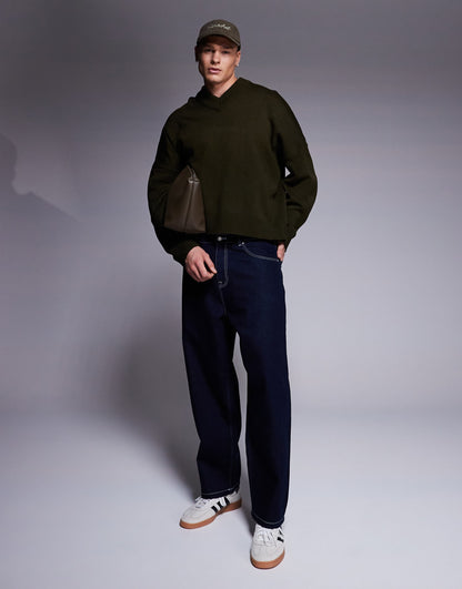 Super Oversized Boxy Fit Knitted V Neck Jumper